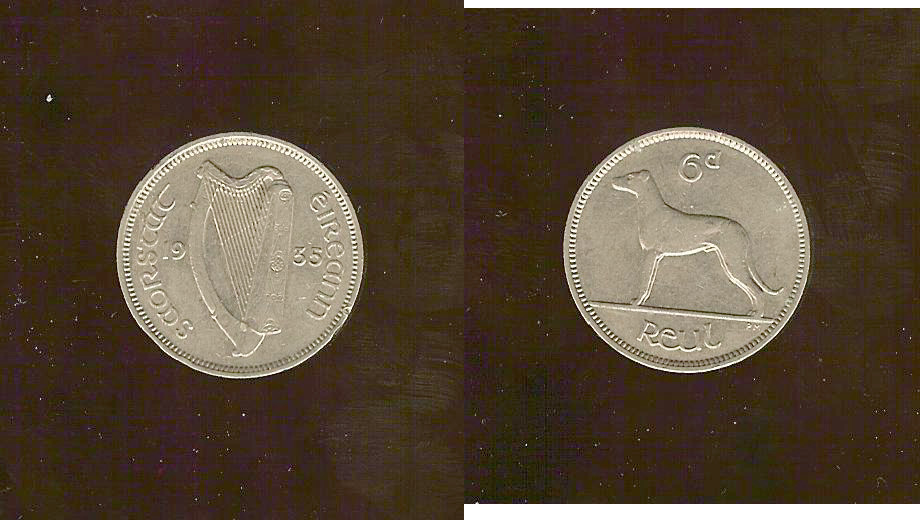 Ireland 6 pence 1935 EF+